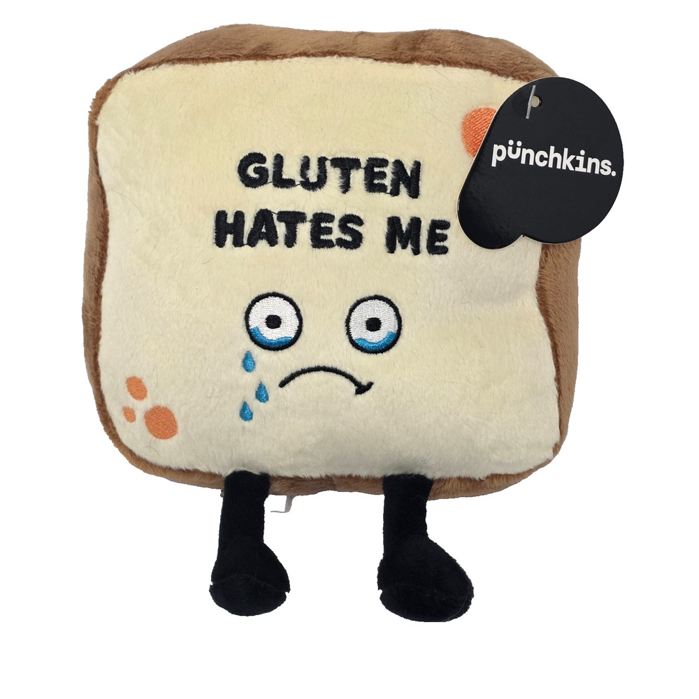 Punchkins Gluten Hates Me Toast Plush Stuffed Food Toy With Tags
